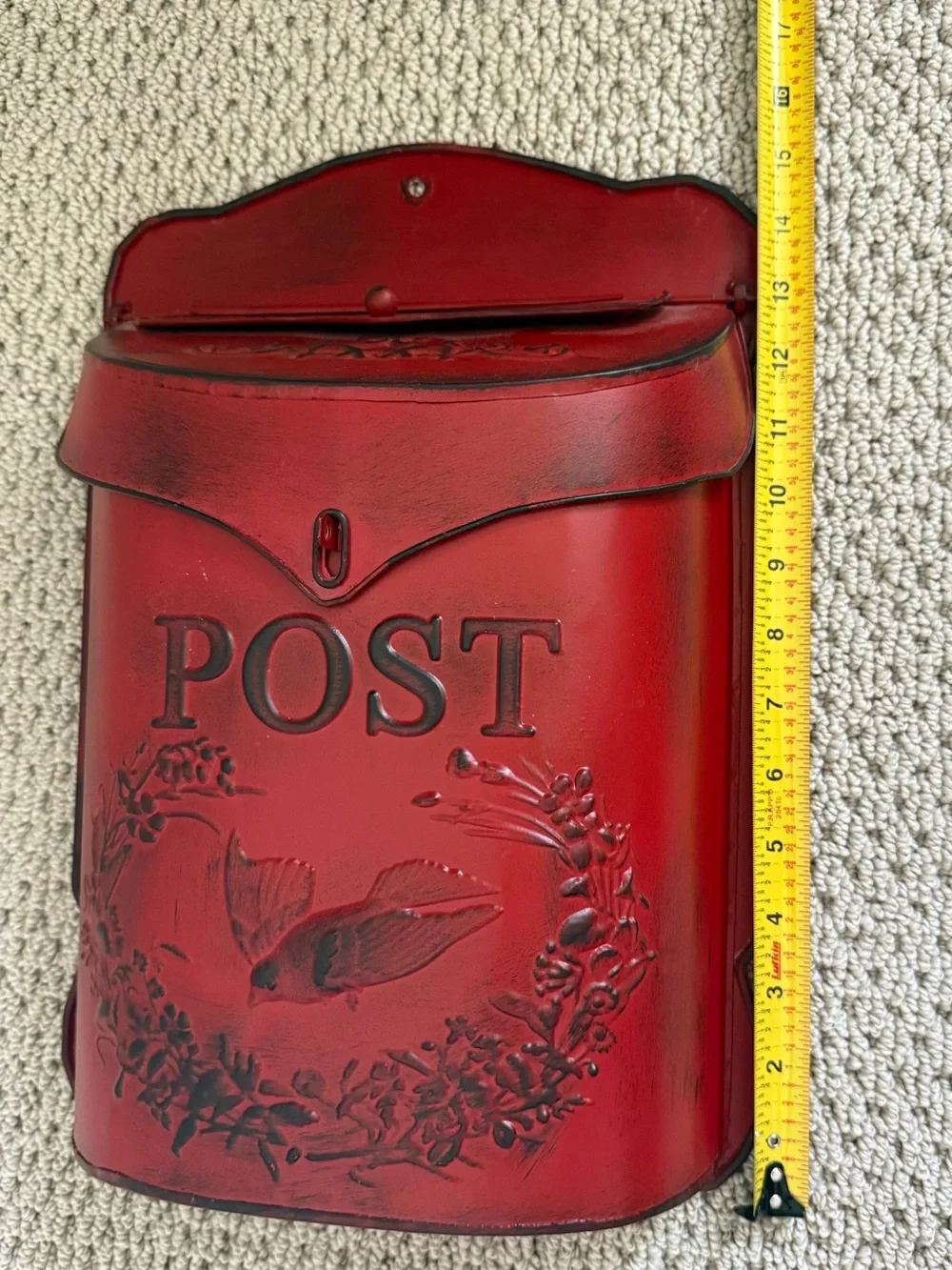 Red Vintage-Style Wall Mailbox - 